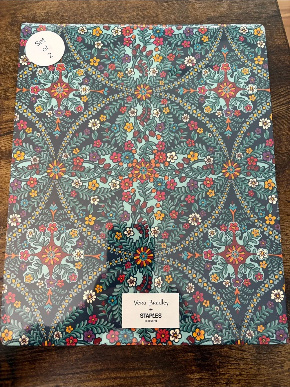 New (Sealed) Vera Bradley Teal Floral Hardcover Notebook and Folder Set